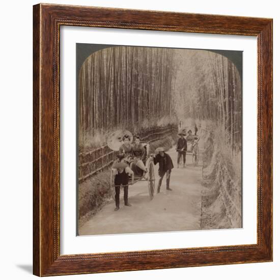 Under the bamboo trees - on the famous avenue near Kiyomizu, Kyoto, Japan, 1904-Unknown-Framed Photographic Print