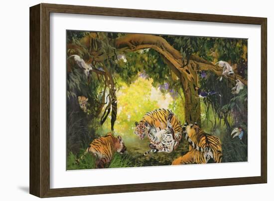 Under the Banyan Tree, 1997 (Inks, Acrylics and Pencil Crayon on Canvas)-Odile Kidd-Framed Giclee Print