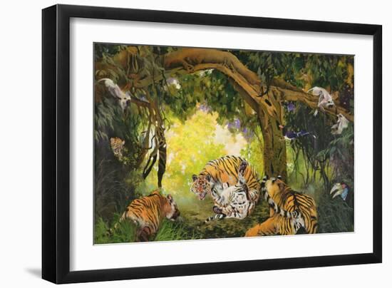 Under the Banyan Tree, 1997 (Inks, Acrylics and Pencil Crayon on Canvas)-Odile Kidd-Framed Giclee Print