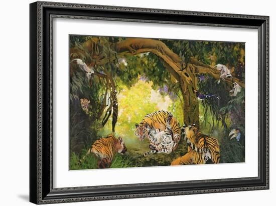 Under the Banyan Tree, 1997 (Inks, Acrylics and Pencil Crayon on Canvas)-Odile Kidd-Framed Giclee Print