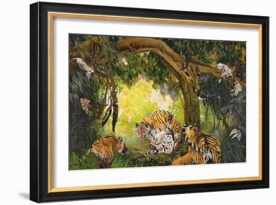 Under the Banyan Tree, 1997 (Inks, Acrylics and Pencil Crayon on Canvas)-Odile Kidd-Framed Giclee Print