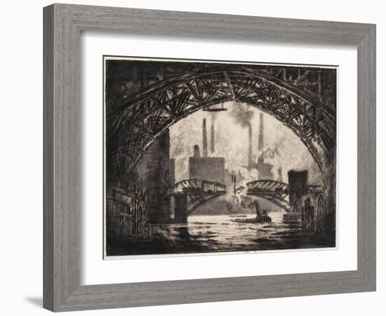 Under the Bridges, Chicago, 1910-Joseph Pennell-Framed Giclee Print