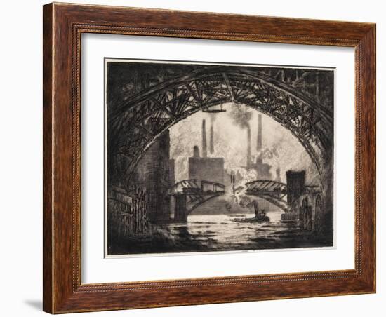 Under the Bridges, Chicago, 1910-Joseph Pennell-Framed Giclee Print