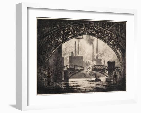 Under the Bridges, Chicago, 1910-Joseph Pennell-Framed Giclee Print