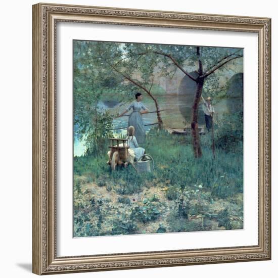 Under the Cherry Tree, the Bridge at Grez, 1884-Sir John Lavery-Framed Giclee Print