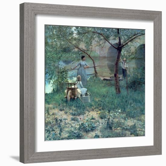 Under the Cherry Tree, the Bridge at Grez, 1884-Sir John Lavery-Framed Giclee Print