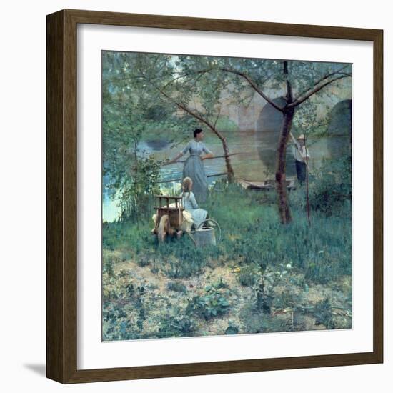 Under the Cherry Tree, the Bridge at Grez, 1884-Sir John Lavery-Framed Giclee Print