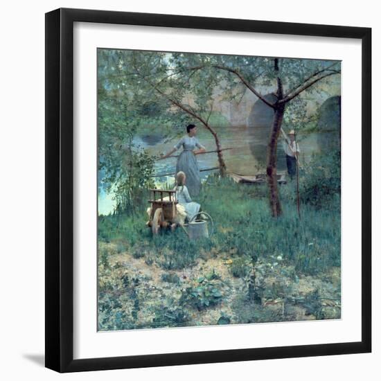 Under the Cherry Tree, the Bridge at Grez, 1884-Sir John Lavery-Framed Giclee Print