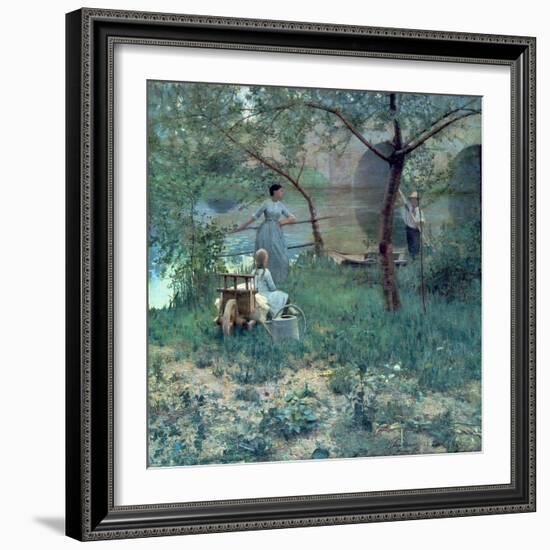 Under the Cherry Tree, the Bridge at Grez, 1884-Sir John Lavery-Framed Giclee Print