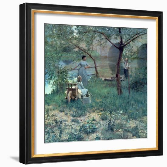 Under the Cherry Tree, the Bridge at Grez, 1884-Sir John Lavery-Framed Giclee Print