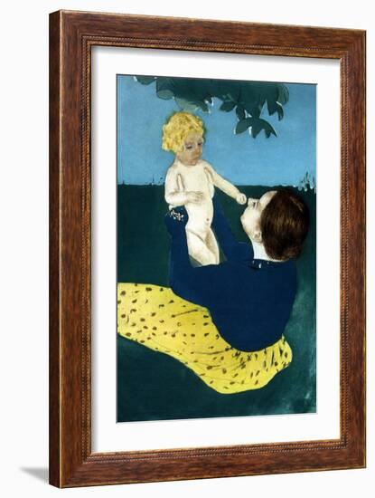 Under the Horse Chestnut Tree-Mary Cassatt-Framed Art Print