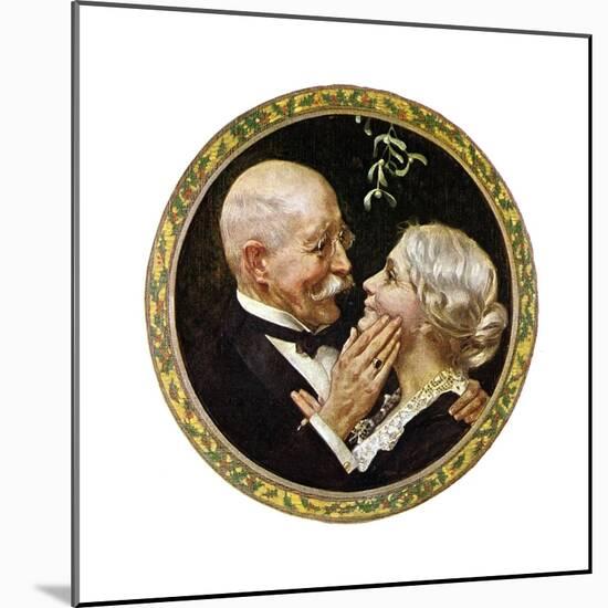 Under the Mistletoe (or Elderly Couple under Mistletoe)-Norman Rockwell-Mounted Giclee Print