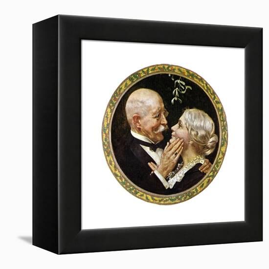Under the Mistletoe (or Elderly Couple under Mistletoe)-Norman Rockwell-Framed Premier Image Canvas