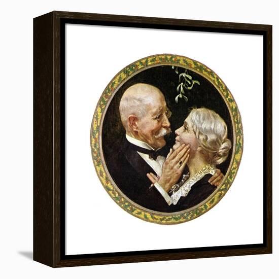 Under the Mistletoe (or Elderly Couple under Mistletoe)-Norman Rockwell-Framed Premier Image Canvas