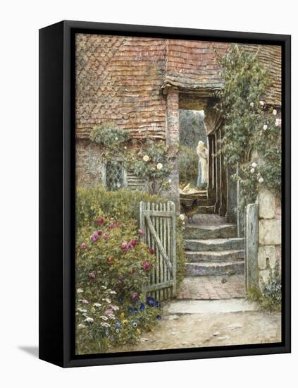 Under the Old Malthouse, Hambledon, Surrey (Watercolour with Scratching Out)-Helen Allingham-Framed Premier Image Canvas