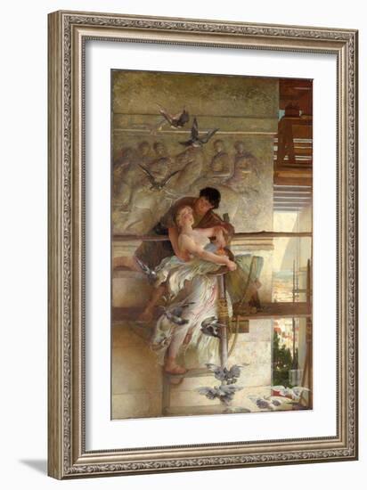 Under the Temple Eaves, (Oil on Canvas)-Edwin Howland Blashfield-Framed Giclee Print