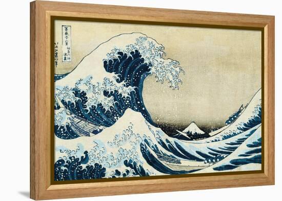 Under the Wave, Off Kanagawa-Katsushika Hokusai-Framed Stretched Canvas