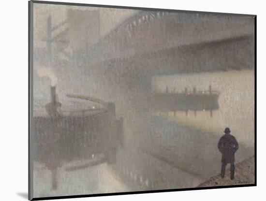 Under Windsor Bridge on the Irwell, Manchester, 1912 (Oil on Linen on Jute)-Adolphe Valette-Mounted Giclee Print