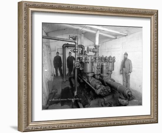 Underground Pump Room in Coal Mine, Newcastle, WA, 1909-Asahel Curtis-Framed Giclee Print