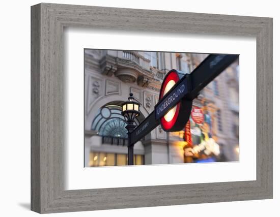 Underground Sign, Piccadilly Circus, London, UK-Peter Adams-Framed Photographic Print