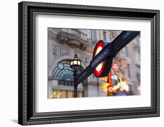 Underground Sign, Piccadilly Circus, London, UK-Peter Adams-Framed Photographic Print