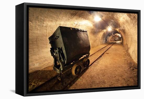 Underground Train in Mine, Carts in Gold, Silver and Copper Mine.-TTstudio-Framed Premier Image Canvas