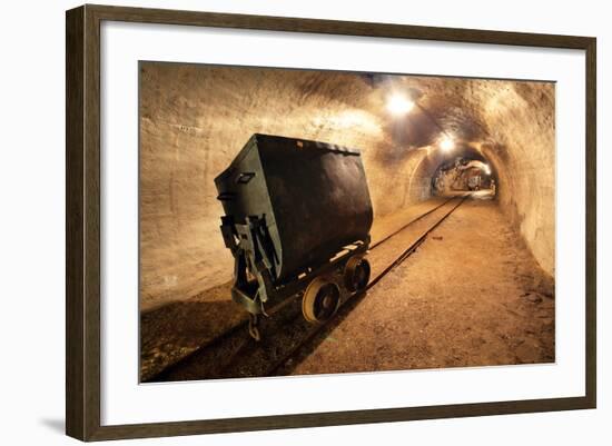 Underground Train in Mine, Carts in Gold, Silver and Copper Mine.-TTstudio-Framed Photographic Print