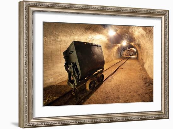 Underground Train in Mine, Carts in Gold, Silver and Copper Mine.-TTstudio-Framed Photographic Print