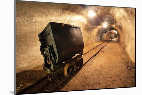 Underground Train in Mine, Carts in Gold, Silver and Copper Mine.-TTstudio-Mounted Photographic Print