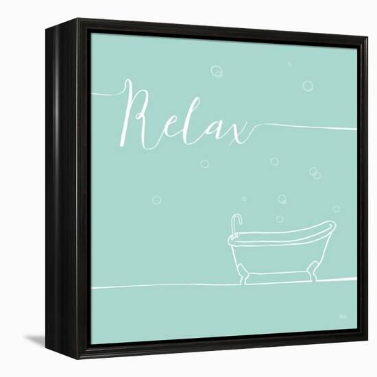 Underline Bath V Teal-Veronique Charron-Framed Stretched Canvas