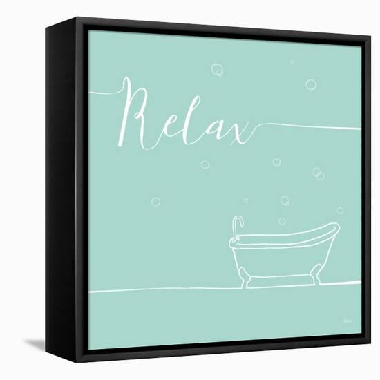 Underline Bath V Teal-Veronique Charron-Framed Stretched Canvas