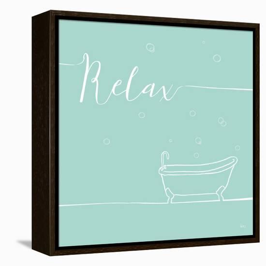 Underline Bath V Teal-Veronique Charron-Framed Stretched Canvas