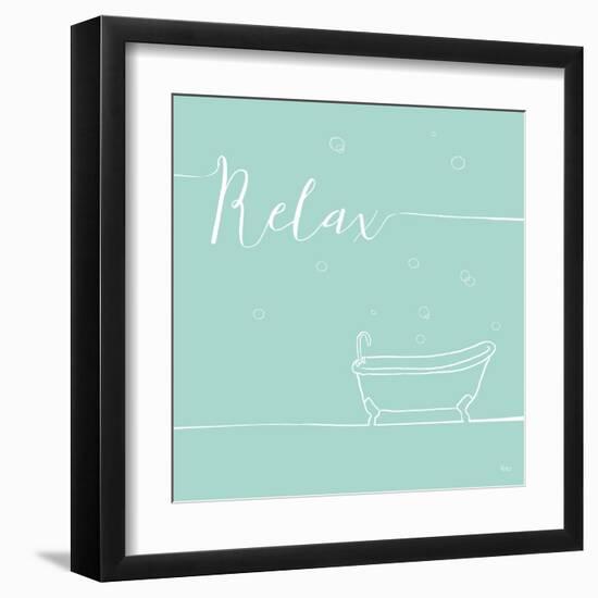 Underline Bath V Teal-Veronique Charron-Framed Art Print