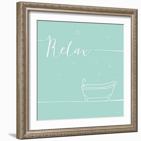 Underline Bath V Teal-Veronique Charron-Framed Art Print