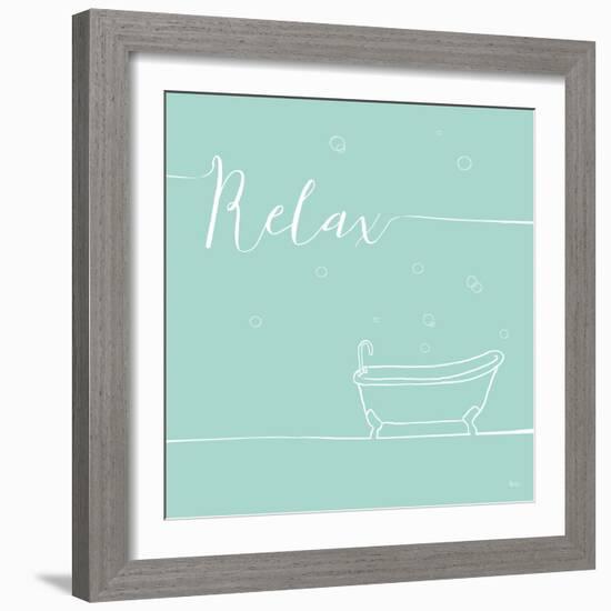 Underline Bath V Teal-Veronique Charron-Framed Art Print