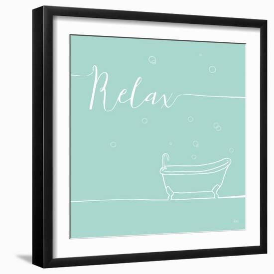 Underline Bath V Teal-Veronique Charron-Framed Art Print