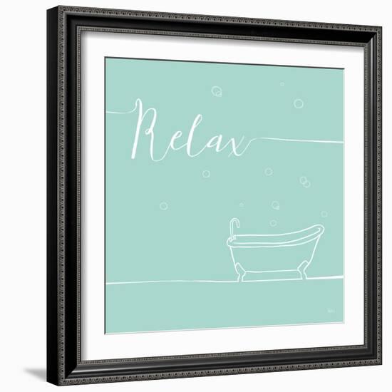 Underline Bath V Teal-Veronique Charron-Framed Art Print