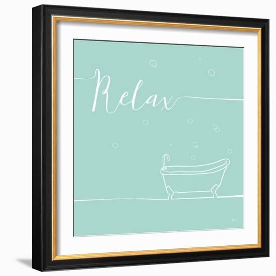 Underline Bath V Teal-Veronique Charron-Framed Art Print