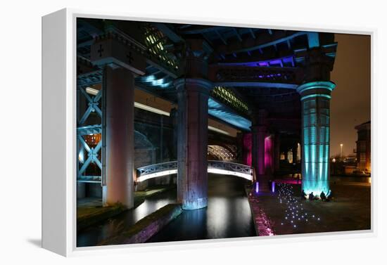 Underside of Bridge at Night-David Barbour-Framed Stretched Canvas