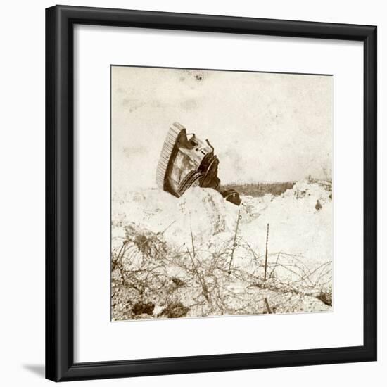 Underside of damaged tank, c1914-c1918-Unknown-Framed Photographic Print