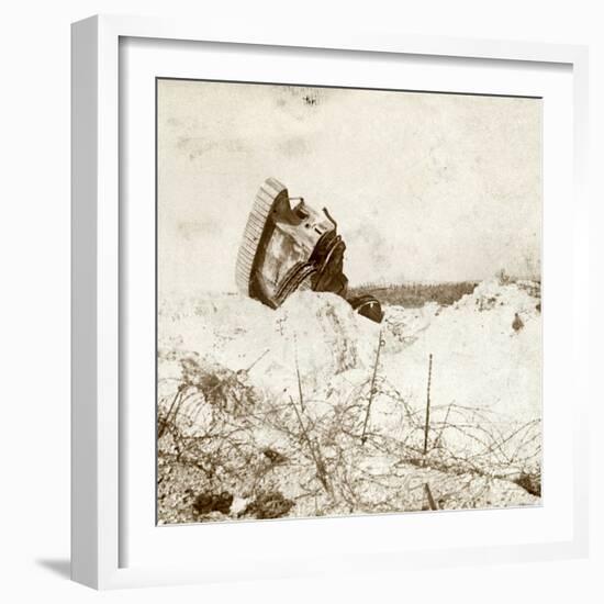 Underside of damaged tank, c1914-c1918-Unknown-Framed Photographic Print