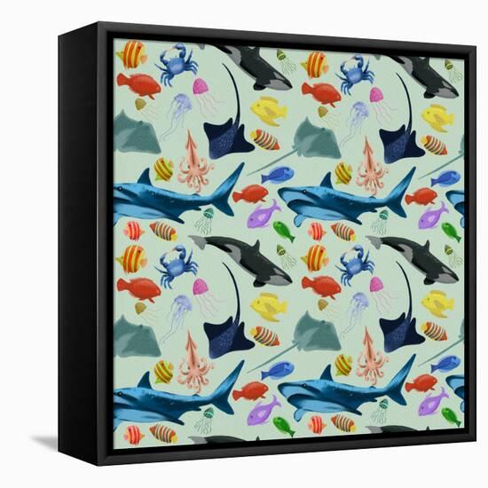 Underwater Adventure Pattern I-Regina Moore-Framed Stretched Canvas