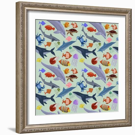 Underwater Adventure Pattern II-Regina Moore-Framed Art Print