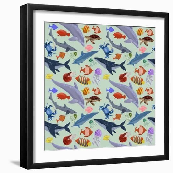 Underwater Adventure Pattern II-Regina Moore-Framed Art Print