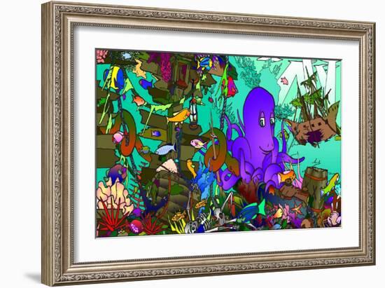 Underwater Octopus-Howie Green-Framed Giclee Print