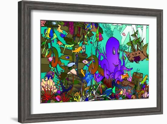 Underwater Octopus-Howie Green-Framed Giclee Print