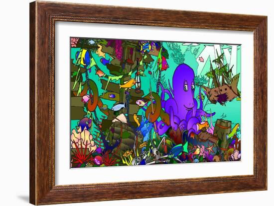 Underwater Octopus-Howie Green-Framed Giclee Print