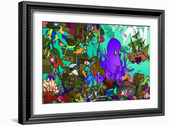 Underwater Octopus-Howie Green-Framed Giclee Print