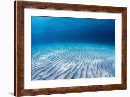 Underwater Shoot of an Infinite Sandy Sea Bottom with Clear Blue Water and Waves on its Surface-Dudarev Mikhail-Framed Photographic Print