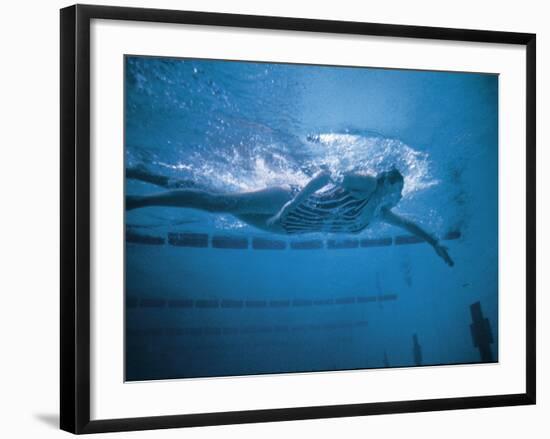 Underwater Shot of Debbie Meyer Swimming at the Summer Olympics-null-Framed Premium Photographic Print